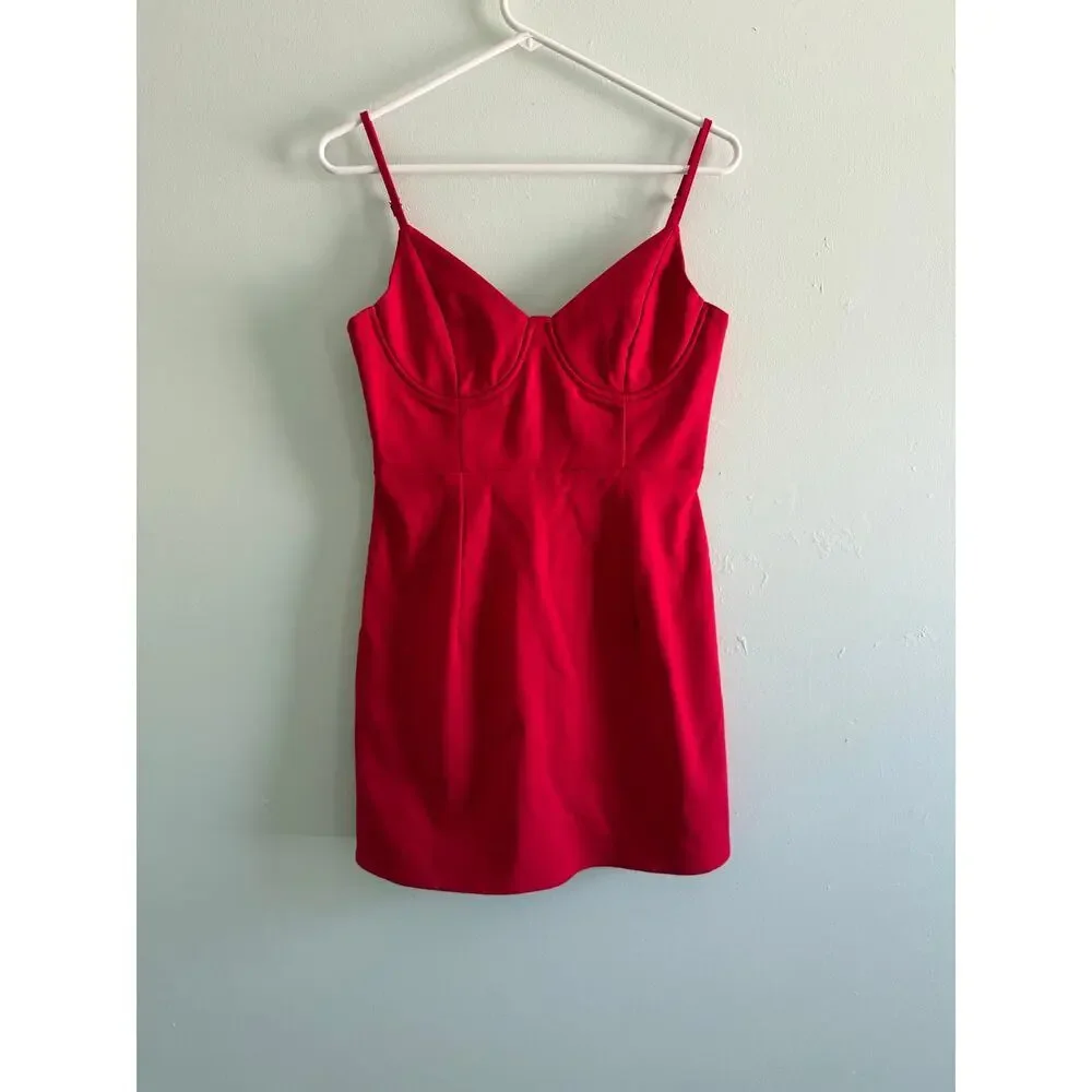 Princess Polly | Red Bodycon Novella Mini Dress Preppy Summer Going Out Sz 8